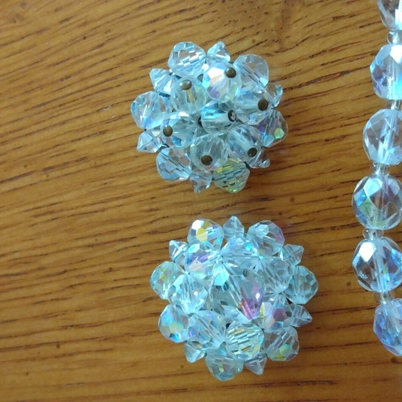 Double Strand AB Clear Bead Necklace, Brooch and Assorted Earrings - Picture 7 of 11